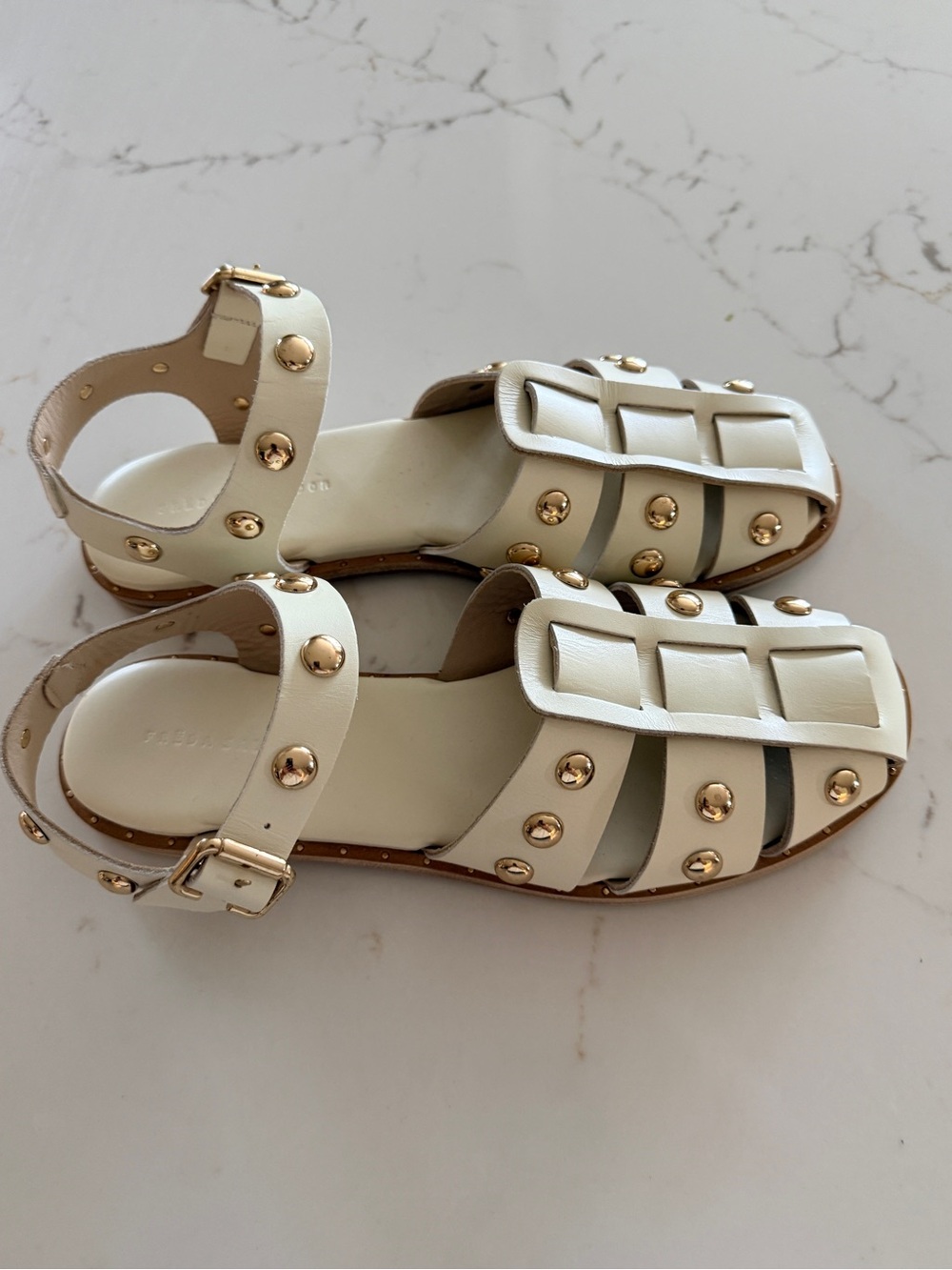 Freda Salvador Cream Studded Fisherman Sandals - Picture 2 of 5